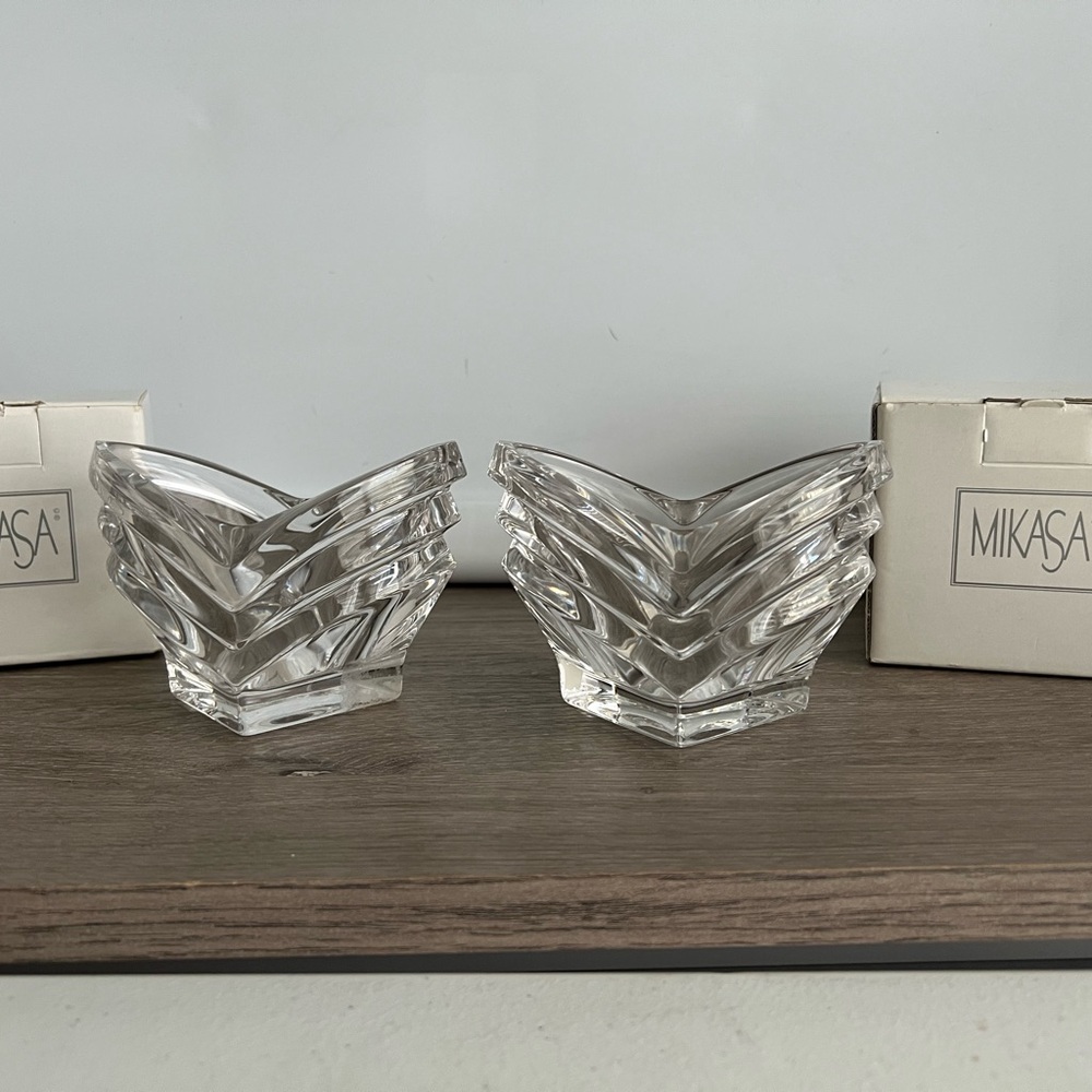 Mikasa Clear Glass Candle Holders